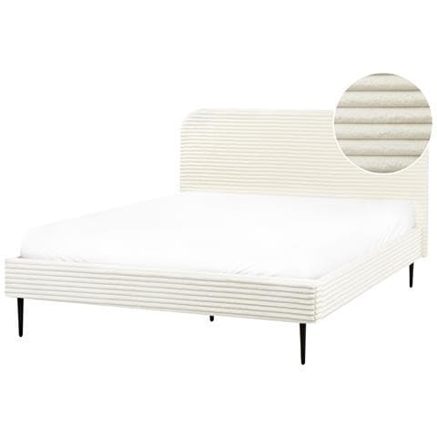 Letto Velluto A Coste Flayat 160 X 200 Cm Bianco Sporco - Foto 2