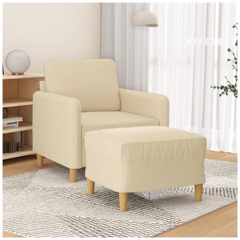 Poltrona Con Poggiapiedi Crema 60 Cm In Tessuto - Foto 1