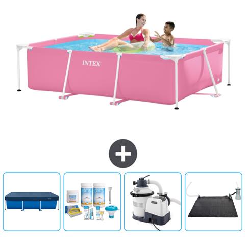 Piscina Fuori Terra - Rettangolo - 220x150x60 Cm - Rosa - Include Accessori Coordinati Cb62 - Foto 1