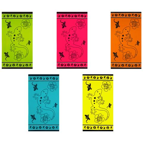 Telo Mare Grande 100x180 Spugna Spiaggia Piscina Maui Big Geko D11 Telo Mare Arancio - Foto 2