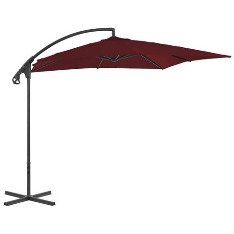 Ombrellone A Sbalzo Con Palo In Acciaio 250x250 Cm Rosso Vino - Foto 2