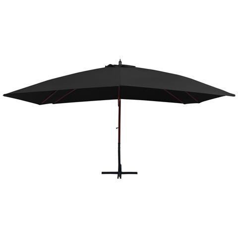 Lusso Casadino -  Ombrellone A Sbalzo Con Palo In Legno 400x300 Cm Nero - Foto 1