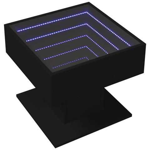 Lusso Casadino -  Tavolino Salotto Con Led Nero 50x50x45 Cm Legno Multistrato - Foto 2