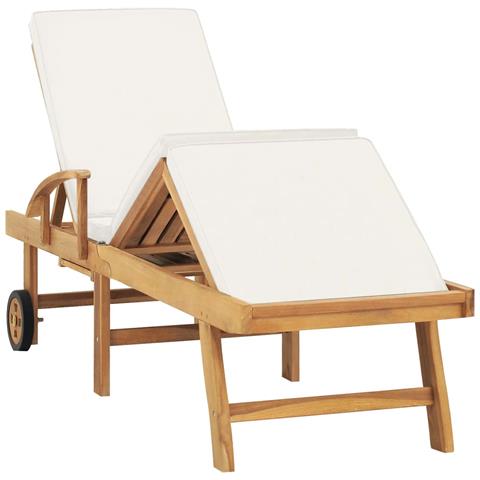 Lusso Casadino - Lettino Prendisole Con Cuscino In Massello Di Teak Crema - Foto 1