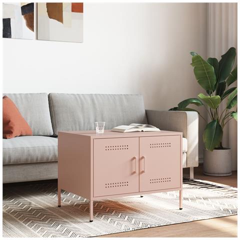 Tavolino Da Salotto Rosa 68x50x50,5 Cm In Acciaio - Foto 1