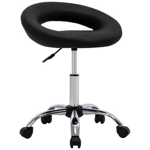 Lusso Casadino -  Sedia Da Lavoro Con Ruote Nera In Similpelle - Foto 2