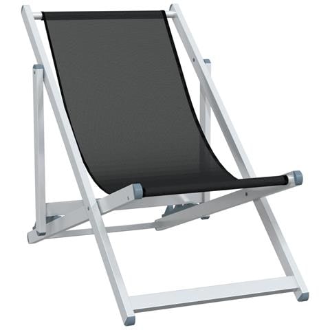 Sedie Da Spiaggia Pieghevoli 2 Pz Nere In Alluminio E Textilene - Foto 2