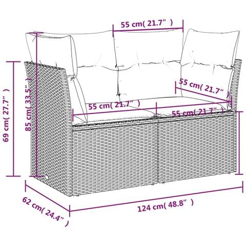 Divano da Giardino con Cuscini a 2 Posti Beige in Polyrattan - Foto 9