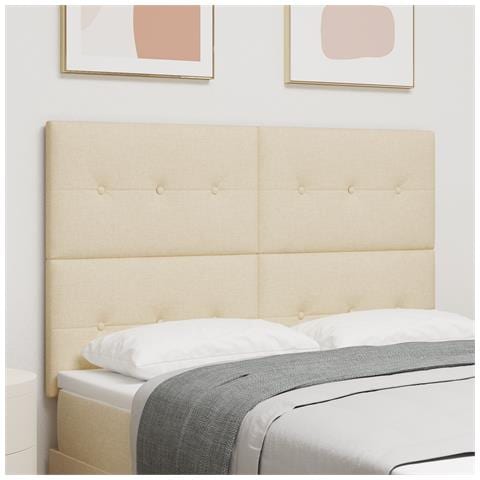 testiera imbottita crema 140 cm in tessuto - Foto 2