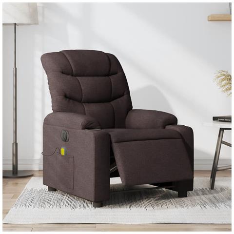 Poltrona Massaggio Reclinabile Elettrica Marrone Scuro Tessuto - Foto 2