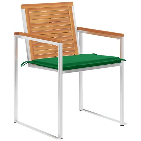 Sedie da Giardino con Cuscini 4 pz in Legno Massello di Acacia - Foto 2