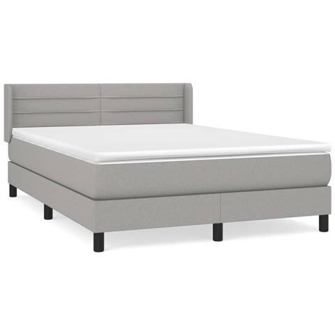 Giroletto a Molle con Materasso Grigio Chiaro 140x200cm Tessuto - Foto 1