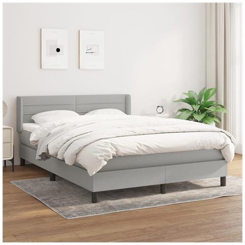 Giroletto a Molle con Materasso Grigio Chiaro 140x200cm Tessuto - Foto 2