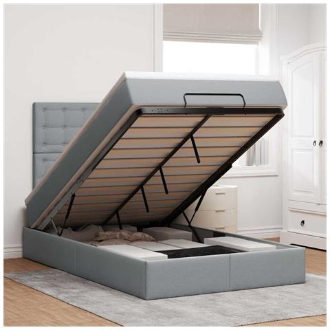 Struttura Letto Pouf con Materasso 120x190 cm in Tessuto - Foto 1