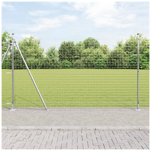 Recinzione Euro con 7 Post Flangiati 1,4x10 m Acciaio Zincato - Foto 2