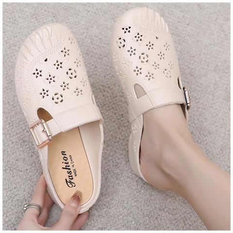 Scarpe Da Donna Basse Antiscivolo Compatibili Con Stile Casual, Chiusura A Punta, Scarpe Forate In Pvc Color Avorio Per Uso Esterno E Interno S - Foto 2