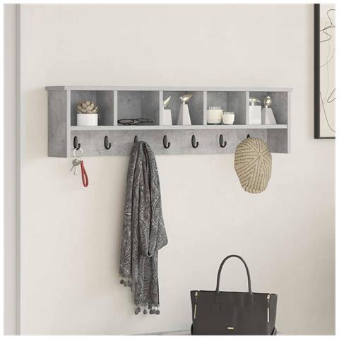 Appendiabiti a muro Grigio cemento 100 x 16 x 26 cm - Foto 2