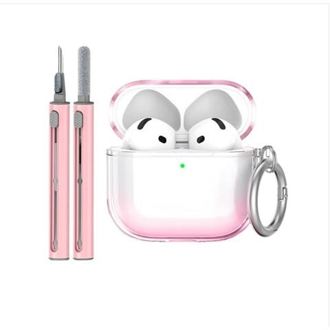 Custodia Protettiva In Tpu Compatibile Con Apple Airpods 4 Con Penna Di Pulizia E Portachiavi Pink - Foto 1