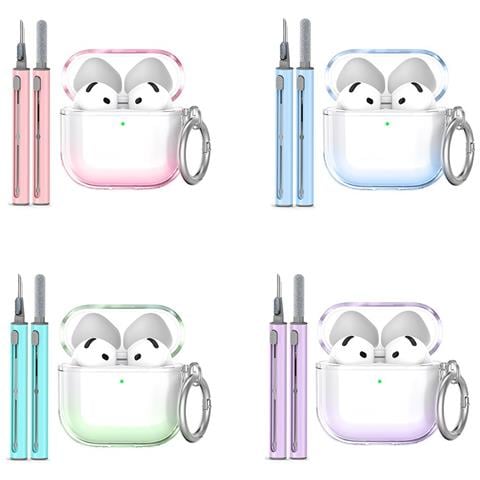 Custodia Protettiva In Tpu Compatibile Con Apple Airpods 4 Con Penna Di Pulizia E Portachiavi Pink - Foto 2