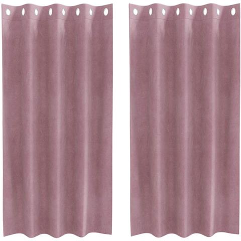 Tende con tende 2 pcs Rosa scuro 140 x 175 cm Velluto - Foto 1