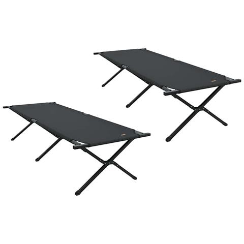 Letto da campeggio pieghevole 2 pcs Nero Tessuto Oxford - Foto 1