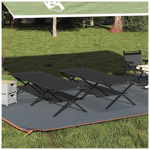 Letto da campeggio pieghevole 2 pcs Nero Tessuto Oxford - Foto 2