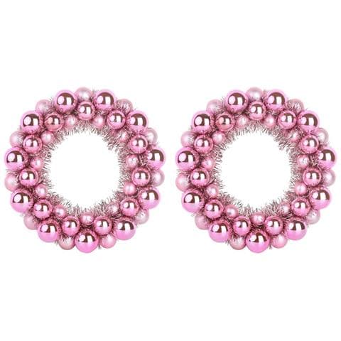 Corone di Palline di Natale 2 pcs Rosa 33 x 33 x 7 cm - Foto 1
