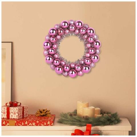 Corone di Palline di Natale 2 pcs Rosa 33 x 33 x 7 cm - Foto 2