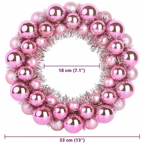 Corone di Palline di Natale 2 pcs Rosa 33 x 33 x 7 cm - Foto 8