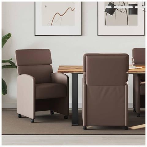 Sedie da Pranzo con Ruote 2 pcs Marrone 58 x 65 x 98 cm - Foto 2