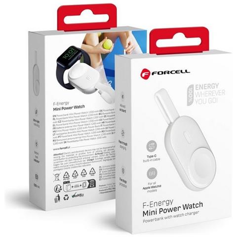Forcell F-energy Mini Power Watch 1200 Mah Ricarica Wireless Usb-c White Per Apple Whatch - Foto 5