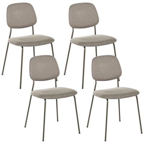 Set Di 4 Sedie Da Pranzo Riley Tessuto Tortora - Foto 2