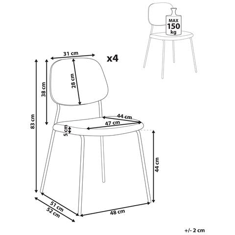 Set Di 4 Sedie Da Pranzo Riley Tessuto Tortora - Foto 8