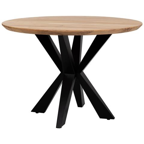 Tavolo Da Pranzo Rotondo Finitura Colore Legno Acacia Swiss Edge D100x76 - Foto 1