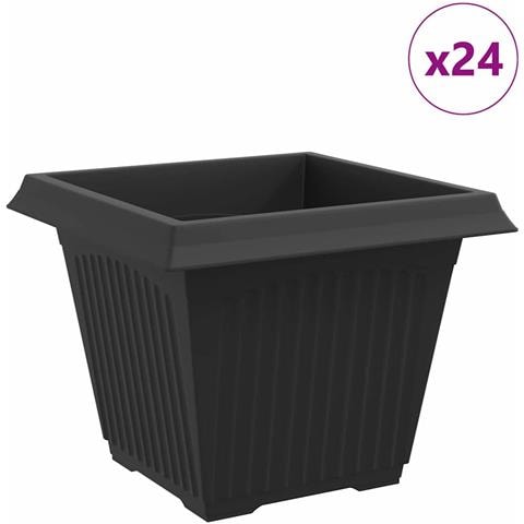 Vaso quadrato per fiori 24 pcs Nero 43 x 43 x 33,5 cm Plastica - Foto 1