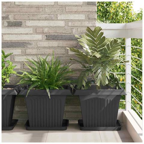 Vaso quadrato per fiori 24 pcs Nero 43 x 43 x 33,5 cm Plastica - Foto 2