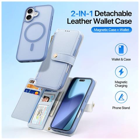 Cover Cartera per iPhone 17 - Pelle /PU, Blu Claro - Foto 4