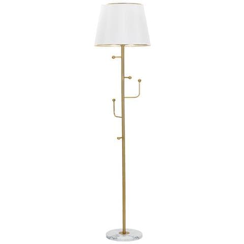 Lampada Da Terra Glam Con Appendiabiti In Metallo Oro E Tessuto Ø41x173 Cm - Foto 1