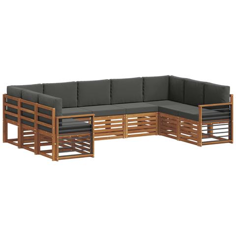 Set divani 9 pcs Naturale e Antracite Legno di Acacia Massello - Foto 1