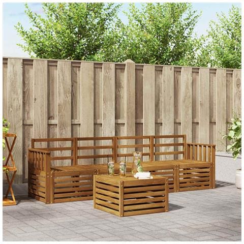 Set divani 5 pcs Naturale Legno di Acacia Massello - Foto 2