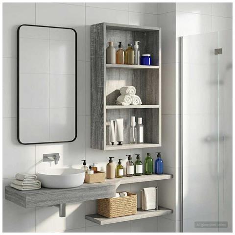 Armadio da bagno a muro Sonoma grigia 40 x 14 x 70 cm - Foto 2