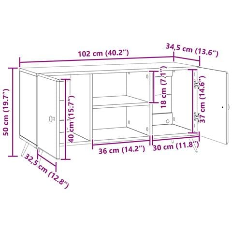 Mobile TV Rovere Fumo 102 x 34,5 x 50 cm Legno ingegnerizzato - Foto 9
