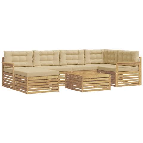 Set di divani da esterno con cuscino 7 pcs Bianco e Beige - Foto 1