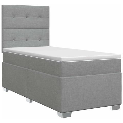 Letto box spring con materasso Grigio Chiaro Singolo Tessuto - Foto 1