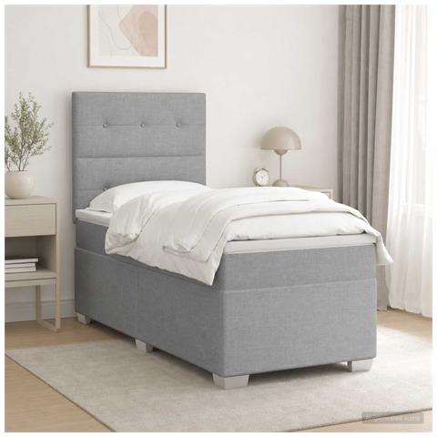 Letto box spring con materasso Grigio Chiaro Singolo Tessuto - Foto 2