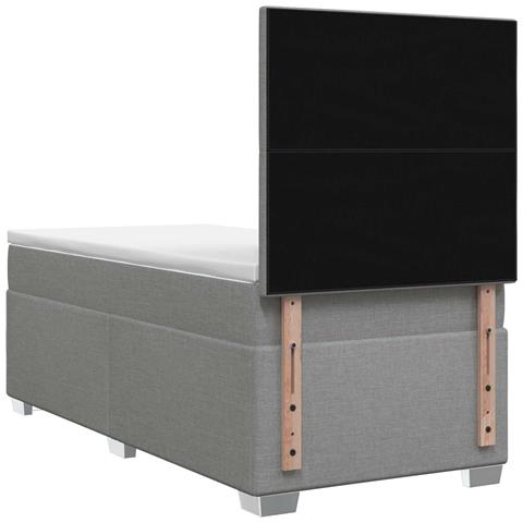 Letto box spring con materasso Grigio Chiaro Singolo Tessuto - Foto 9