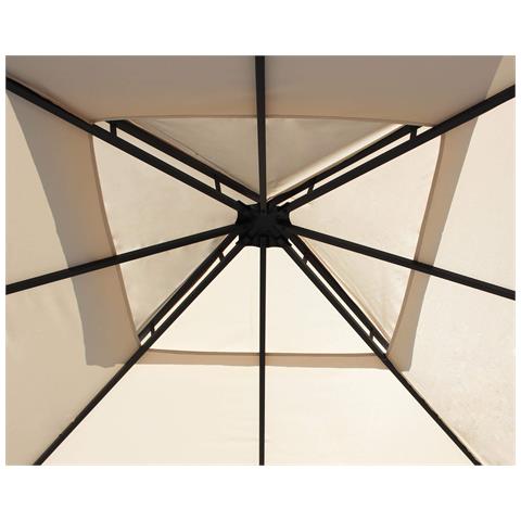 Gazebo 3 X 3 In Metallo Con Pareti Decorate Ferro Nero Con Telo Beige Per Esterno E Giardino - Foto 2