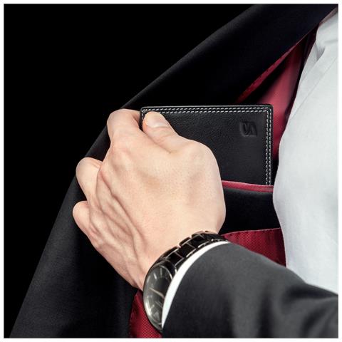 Portafoglio da uomo in pelle premium, ""Space"", Nero /Bianco - Foto 2