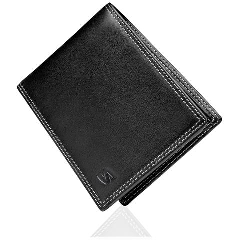 Portafoglio da uomo in pelle premium, ""Space"", Nero /Bianco - Foto 1