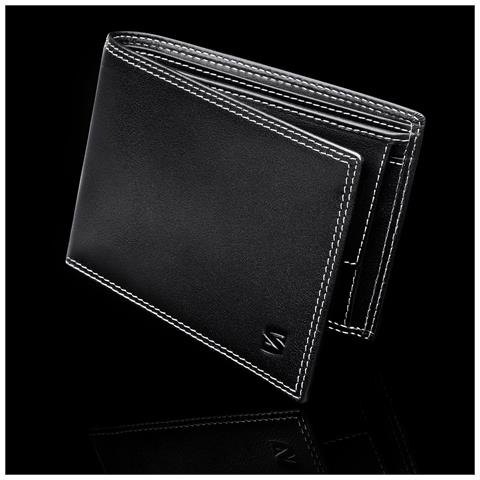 Portafoglio da uomo in pelle premium, ""Space"", Nero /Bianco - Foto 6